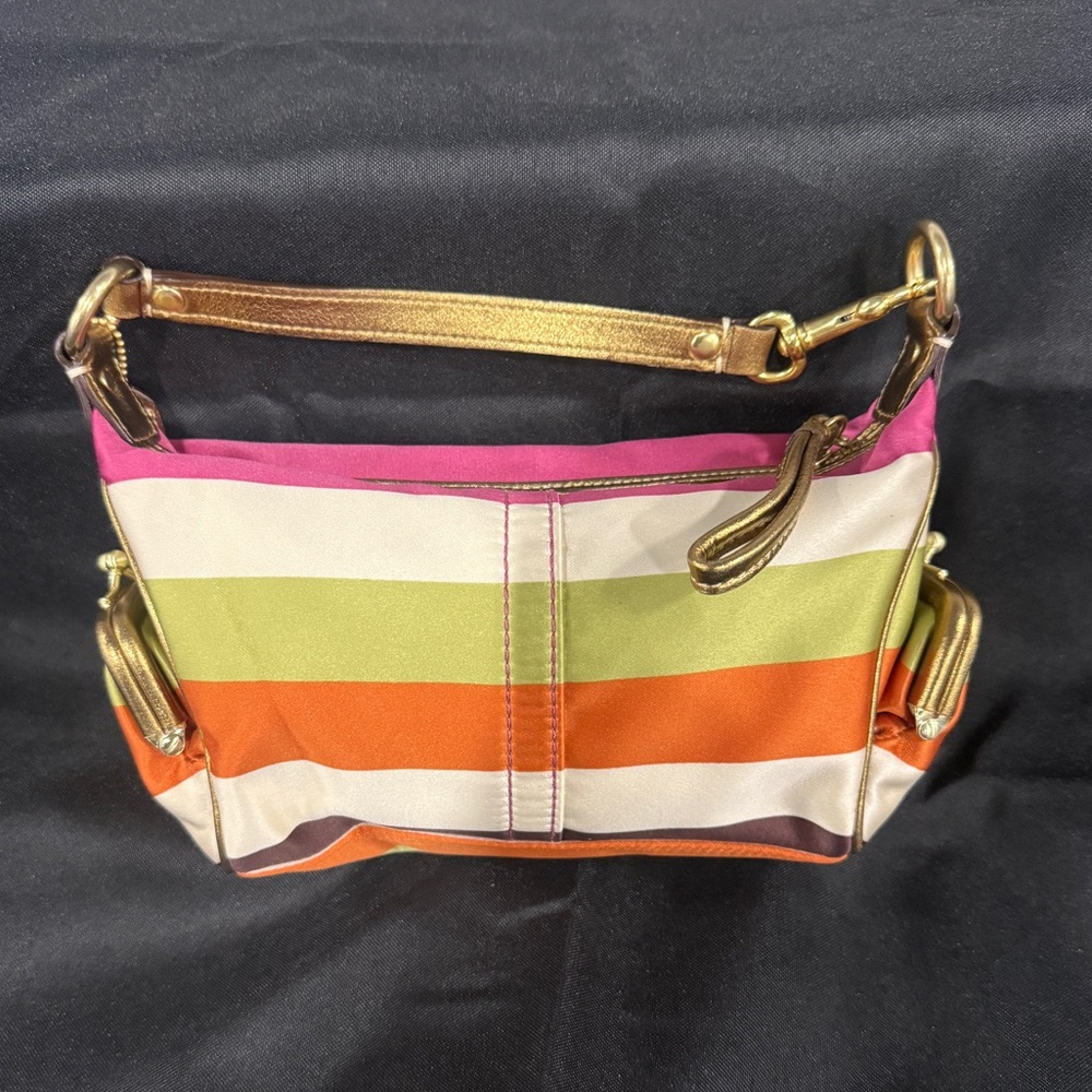 Coach Vibrant Striped Mini Bag with Gold Accents - Picture 3 of 6